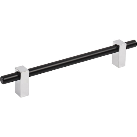 Jeffrey Alexander 160 Mm Center-To-Center Matte Black W/ Polished Chrome Larkin Cabinet Bar Pull 478-160MBPC
